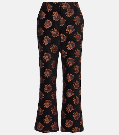 Floral jacquard straight pants in black - La Double J Floral jacquard straight pants in black - La Double J