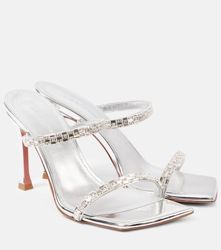 サンダル・ミュール AMINA MUADDI SANDAL (LUPCRYNETSLI95 SUBLWICR) Amina Muaddi | Lupita 95 crystal silver mules | Savannahs