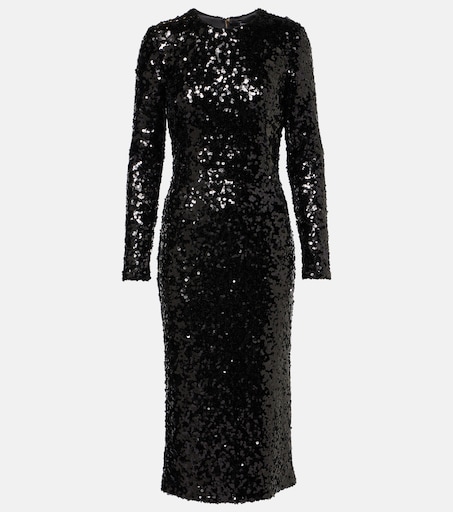 dolce and gabbana black sequin dress Dolce & Gabbana Black Sequin Bouclé Tweed Sheath Dress – JOHNYCARRIBEAN main image 1