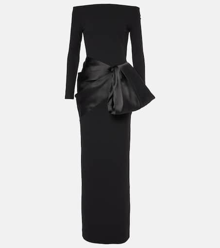 ワンピース SOLACE LONDON Women Mid Skirts OS42008 BLACK Black Kori off-shoulder bow-detail gown in black - Solace London