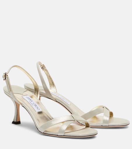 Elsy 70 metallic leather sandals in gold - Jimmy Choo