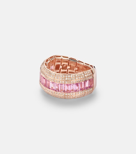 18kt rose gold ring with pink sapphire and diamonds