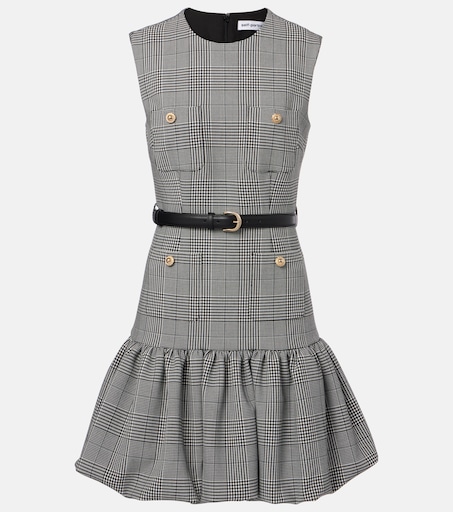 ワンピース Coralie Belted Dress gray check P01074959.jpg