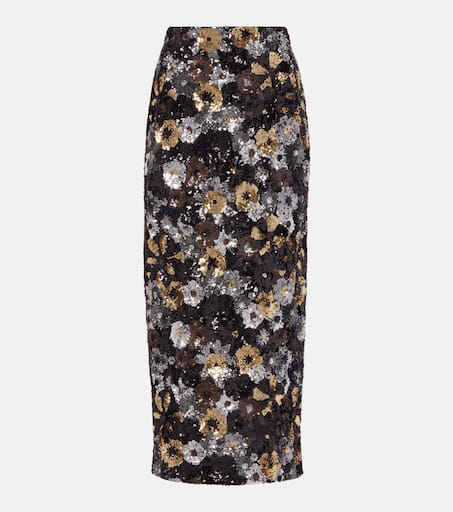 スカート MAX MARA Women Mid Skirts PIANOSA 742 002 BROWN Denim-effect cotton skirt, brown | 
