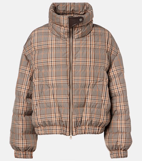 d*7様 BRUNELLO CUCINELLI ジャケット 6 Checked leather-trimmed down jacket in multicoloured - Brunello