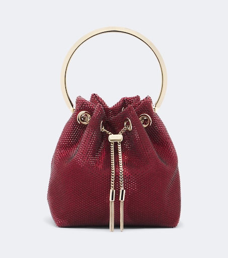 Bon Bon embellished mesh bucket bag in red - Jimmy Choo | Mytheresa
