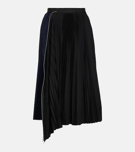 Pleated midi skirt in black - Sacai | Mytheresa