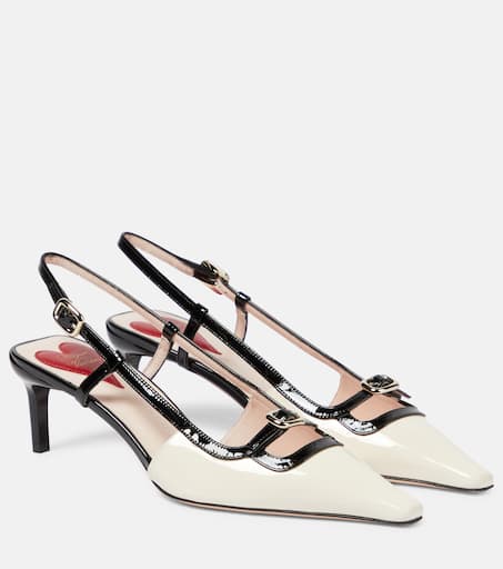 パンプス ROGER VIVIER DESERT LEATHER DECOLLETES SLINGBACK VIV CANARD Viv' Canard patent leather slingback pumps in white - Roger