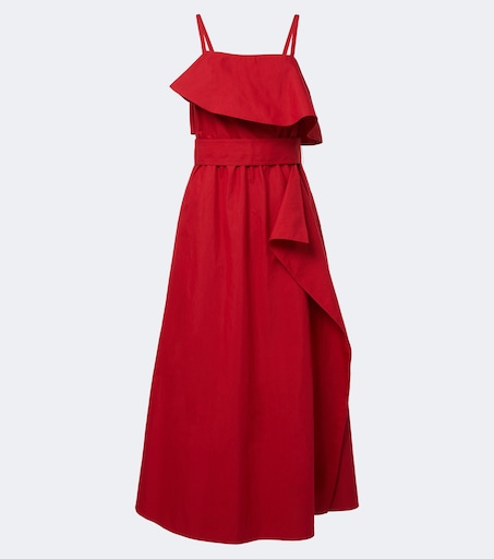 Reign ruffled cotton-blend midi dress