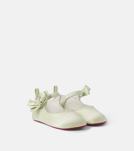 Christian Louboutin Kids 베이비 루 베이브 크레이프 새틴 발레 플랫