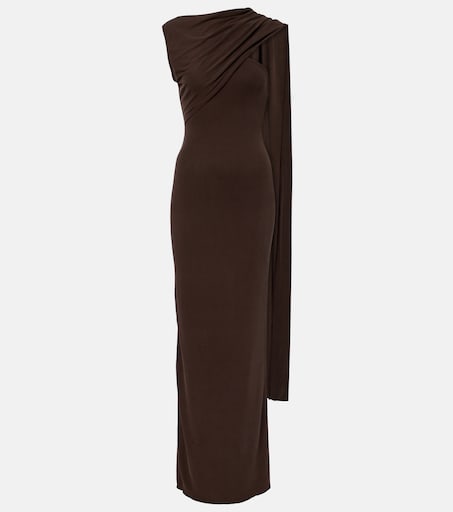 cheap bohemian wedding dresses Polina Ivanova Atelier | Alanna Color:Brown Leather cut lace appliqués delicately satin party dress Chocolate Brown Satin Mermaid