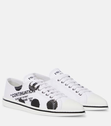 【送料&関税込】Prada White Canvas Sneakers Prada Sport White Canvas Lace Up Sneaker Size 7.5 UK/ 8 US