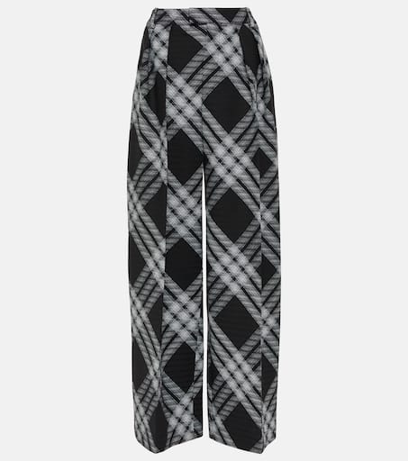 Checked wool wide-leg pants in black - Burberry | Mytheresa