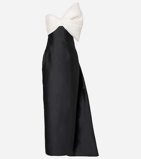 gold dress or blue and black 1990s Tadashi Shoji Vintage Black Dress W White Chiffon Drape Low Back –  Modig main image 1