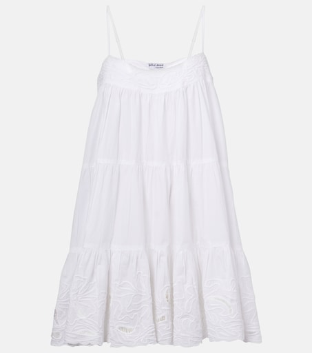 Embroidered cotton poplin slip dress