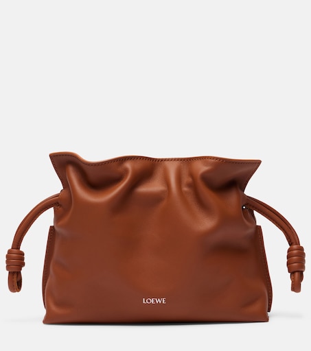 Flamenco Mini leather clutch in brown - Loewe | Mytheresa