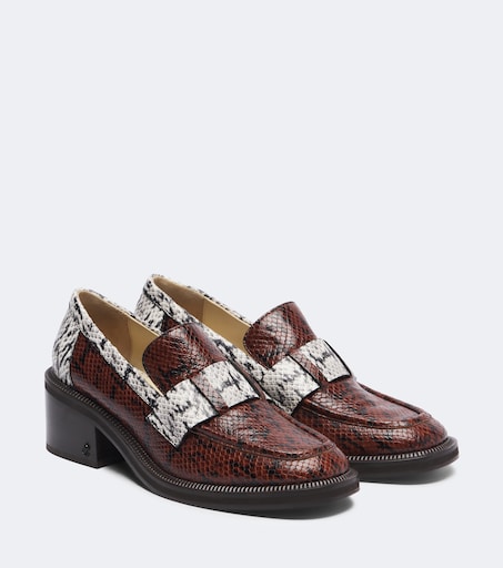 Tylor snake-effect leather loafer pumps