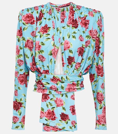 【MAGDA BUTRYM】floral-print cotton-voile pareo Rose print pareo in cream