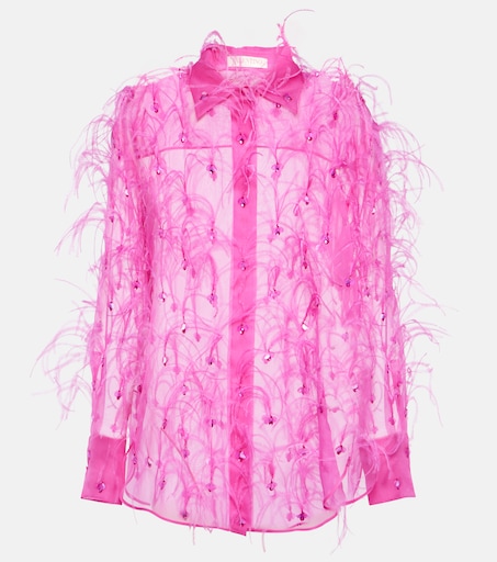 Embroidered silk organza blouse in pink - Valentino | Mytheresa