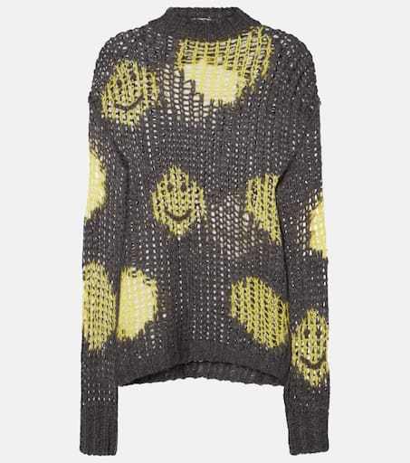 トップス Acne Studios yellow&black cotton Knit ACNE STUDIOS Mohair-Blend Crew-Neck Sweater | endource