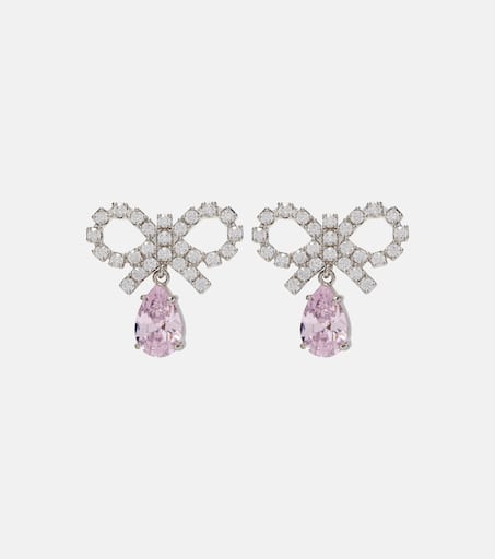 Micro Bow embellished earrings in silver - Self Portrait