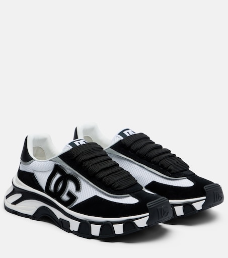 DG Country Road suede-trimmed sneakers in black - Dolce Gabbana