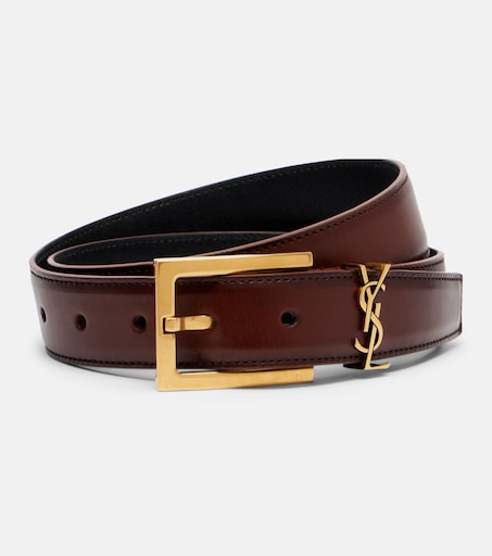 80s YVES SAINT LAURENT Tiger Striped Leather Cowhide Fur Brown Black Wide Belt S Ysl vintage belt - Gem main image 4