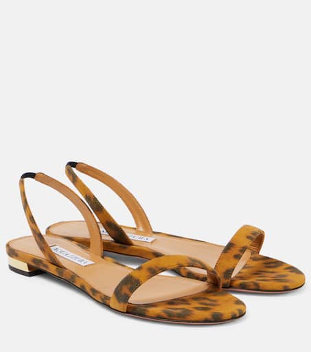 サンダル・ミュール AQUAZZURA Women Sandals FRLMIDP0SAA APK BROWN Aquazzura Firenze Cognac Brown Suede Vero Cuoio Sandals
