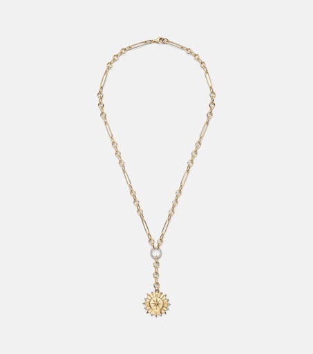 Internal Compass Small 18kt gold pendant necklace with diamonds
