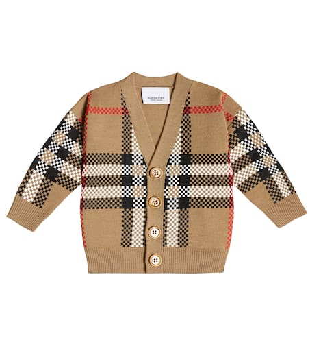 Baby Burberry Check wool-blend cardigan in beige - Burberry