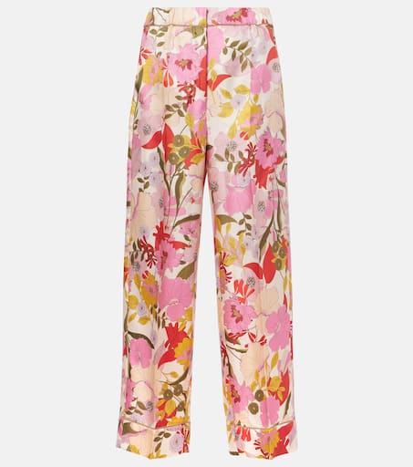 Leda floral silk wide-leg pants in multicoloured - S Max