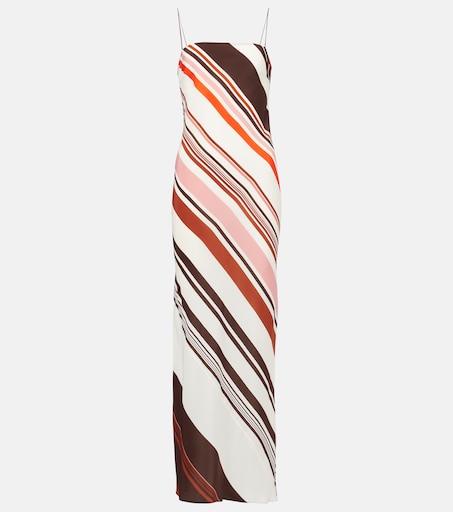 striped silk-blend dress Silk Midi Embrace the effortless elegance of the Amalfi Stripe Shirtdress PALMA B.CHOC SILK BLEND MIDI