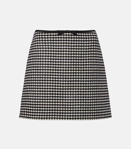 Gingham wool and cashmere miniskirt in black - Valentino