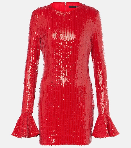 chinese dress ladies Long Sleeve Sequin Dress |Sparkly Red & Pink Mini Dress