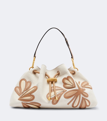 Bon Bon Medium leather-trimmed bucket bag in white - Jimmy Choo