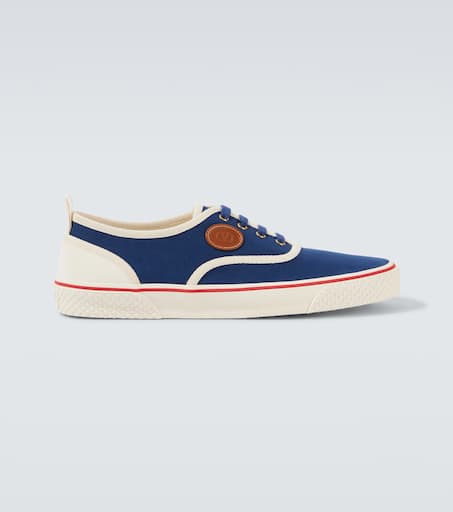 【関税&送料込】Valentino Garavani Nojoke Sneakers Nojoke Sneaker In Canvas Fabric for Man in Indigo/ivory/cuir
