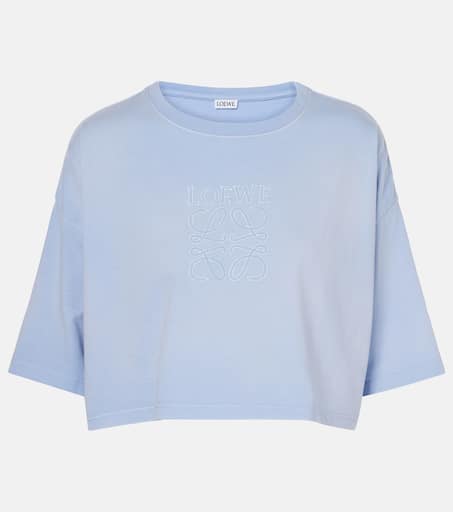 Tシャツ・カットソー LOEWE Cropped Anagram T-Shirt in Light Blue Anagram cropped cotton jersey T-shirt in blue - Loewe