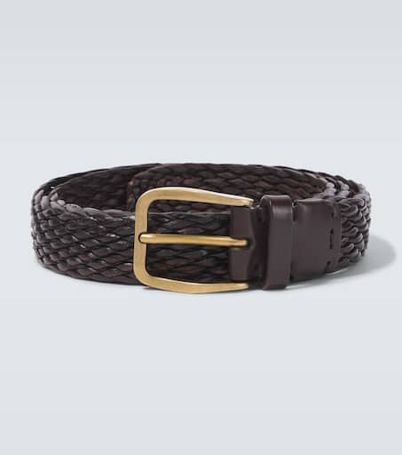 BRUNELLO CUCINELLI Leather belt with monili detail ベルト Monili leather belt in brown - Brunello Cucinelli | Mytheresa
