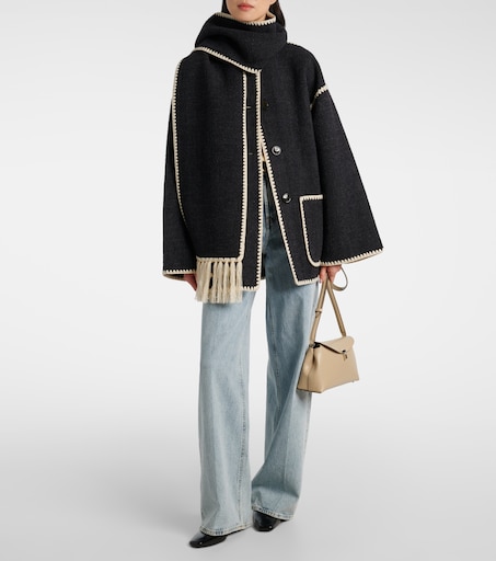 Embroidered Wool Blend Scarf Jacket in Grey - Toteme | Mytheresa