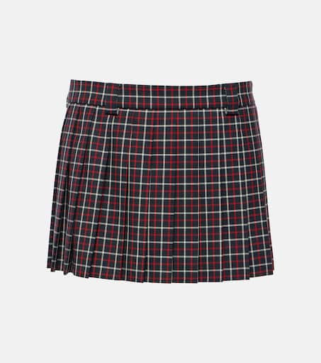ミニスカート Miu Miu Check Virgin Wool Mini Skirt Checked pleated virgin wool miniskirt in brown - Miu Miu
