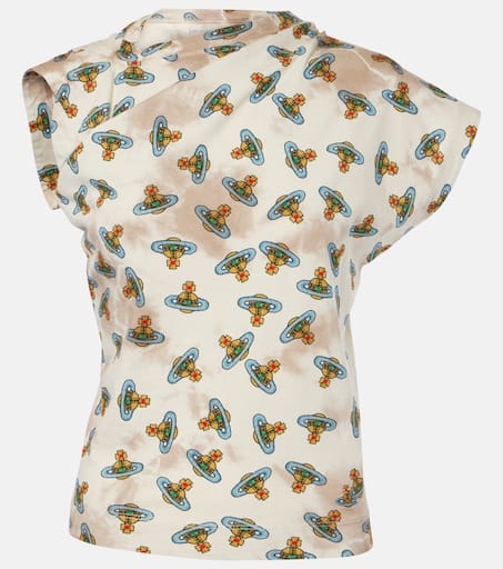 おしゃれVivienne Westwood Hebo orb printed draped カットソー Hebo Orb printed draped cotton top in beige - Vivienne