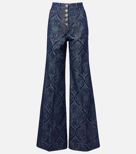 【関税込み】ETRO FLARED JEANS ETRO floral-embroidered Flared Jeans | Blue | FARFETCH