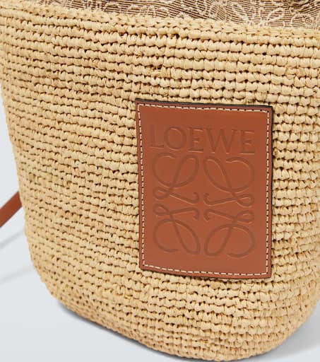 Mujer Loewe Bolso Pochette en rafia y piel de ternera Natural, Bronceado