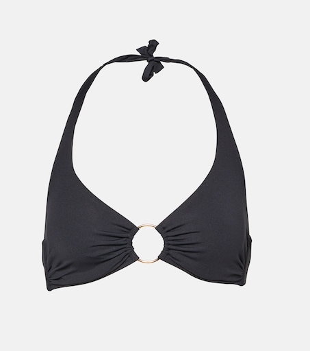 black halter neck bikini top