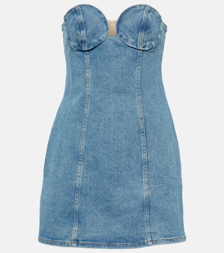 universal thread denim corset dress in blue - Magda Butrym Tropical Floral Bridesmaid Dresses Brithday dresses Fashion gathered waistline and tiered color:YELLOW - GOLD