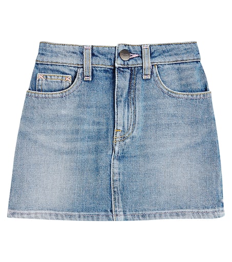 Logo denim skirt in blue - Palm Angels Kids | Mytheresa