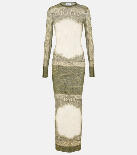 パーティードレス JEAN PAUL GAULTIER MESH LONG DRESS WITH SEQUINS Rare Jean Paul Gaultier fall 1995 runway cyber dots mesh