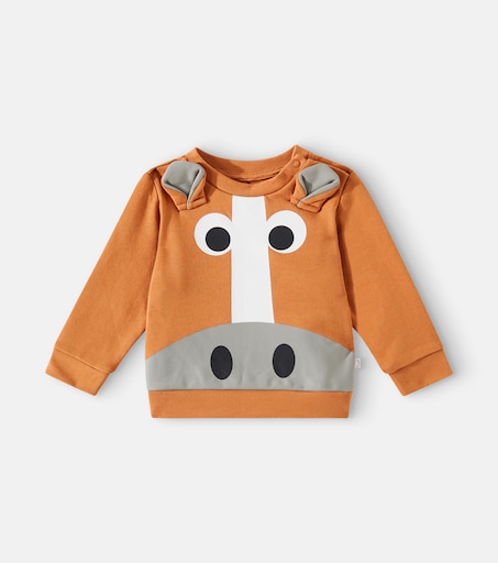 Baby printed cotton fleece sweatshirt in brown - Stella Mc Cartney 