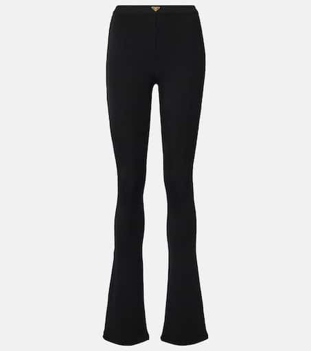 【関税込み】prada Ribbed pants Ribbed-knit jersey flared pants in black - Prada | Mytheresa