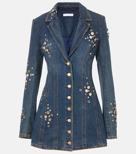 Embellished denim blazer dress in blue - Area | Mytheresa